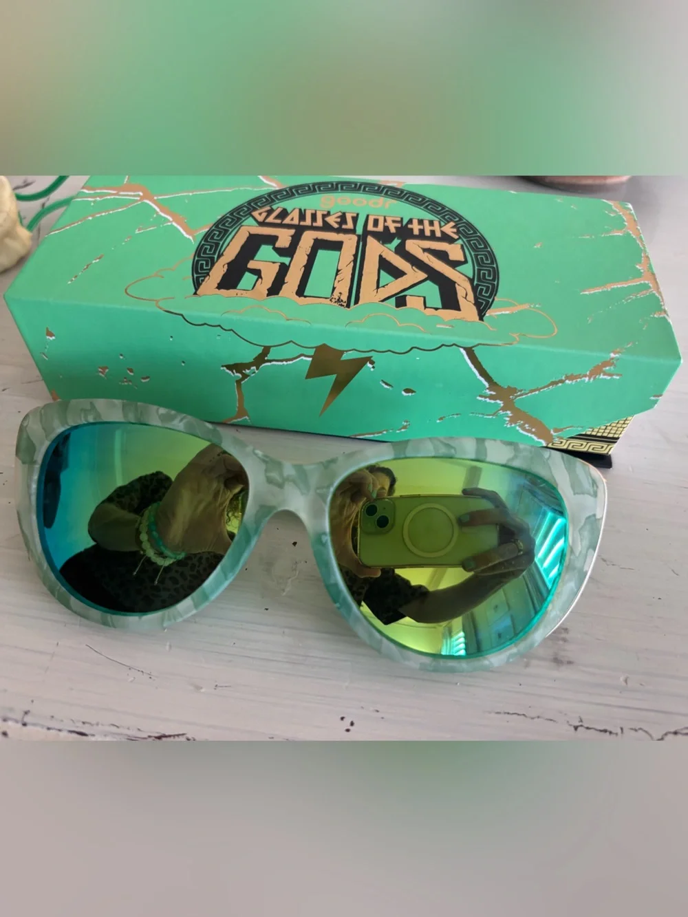 NWT Goodr No bounce car eye glasses Sunglasses - Mint Green Mirrored Lenses - Picture 1 of 3